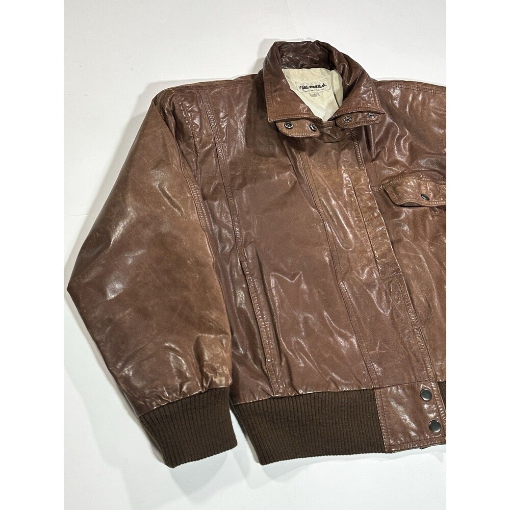 Vintage 80s Split End Ltd Leather Bomber Jacket Brown Men’s Size Small 1980s - Picture 3 of 16